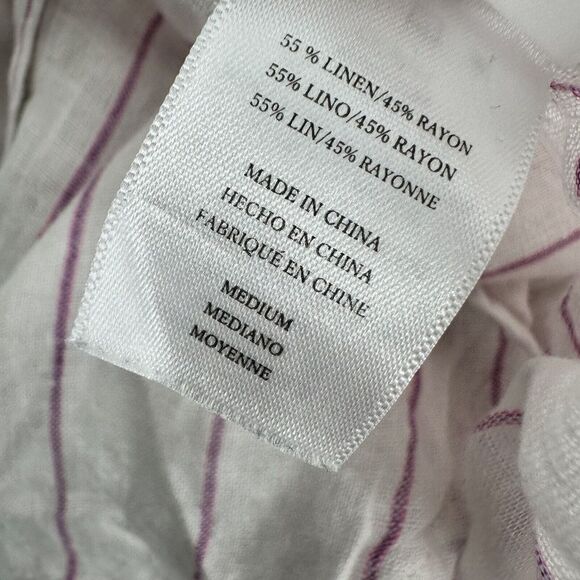 Rails x Free People Charli Button Down Shirt Linen Blend Pink Stripe Women’s M - Picture 10 of 13